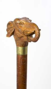 Elephant Head Carved Cane
