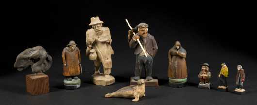 Nine Carved Wooden Objects