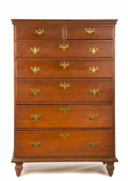 Cherry Chippendale 6 Drawer Tall Chest