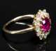 Ruby and Diamond Cluster Ring, set in unmarked yellow gold