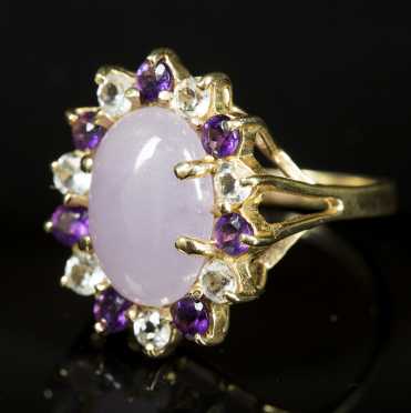 Lavender Jade Cluster Ring