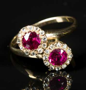 Ruby Double Cluster Ring