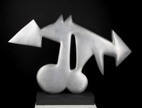 Richard Kowal, 20thC American, Double Arrow Gray Aluminum Sculpture