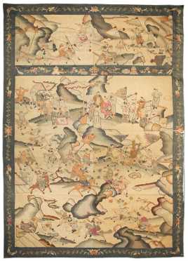 Chinese Kossu Silk Panel with Gold Thread