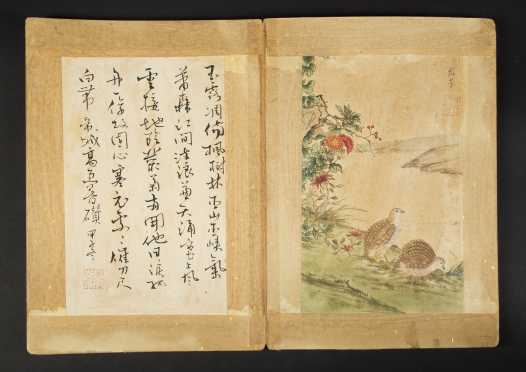 Chinese Watercolor and Calligraphy Bird Album