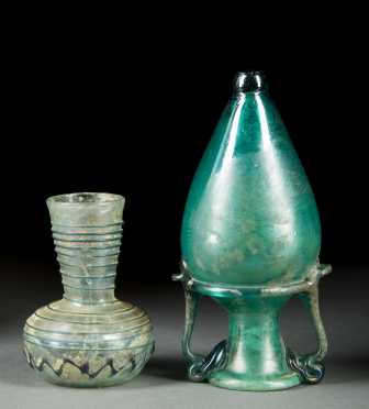 Roman Glass Amphora and Small Vase