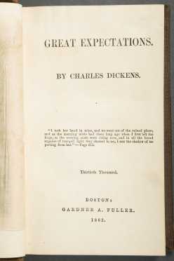 Dickens, Charles. Great Expectations, First American Edition, 1862.