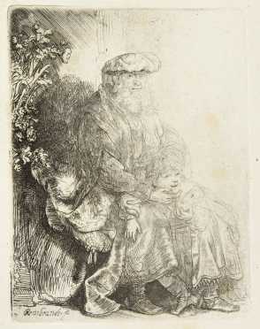 Rembrandt Van Rijn "Abraham Caressing Isaac" Etching
