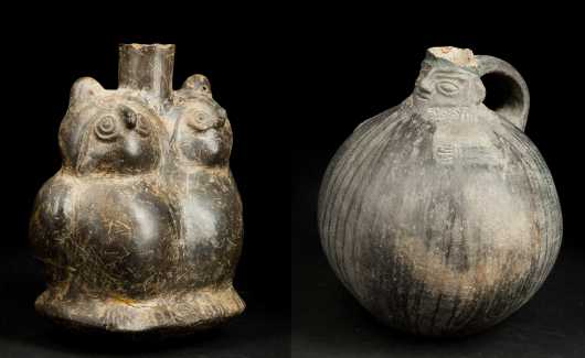 Two Peruvian Figural Spouted Vessels