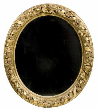Oval Gilded Ribbon Border Mirror