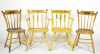 Set of Four Yellow Thumb-back Windsor Chairs