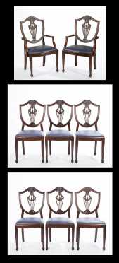 Set of Eight Hepplewhite Style Dining Chairs