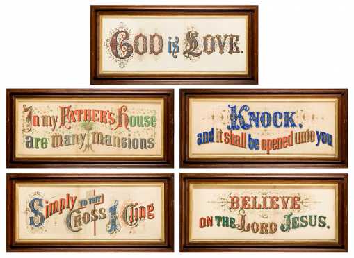Five Lithographs with Religious Sayings