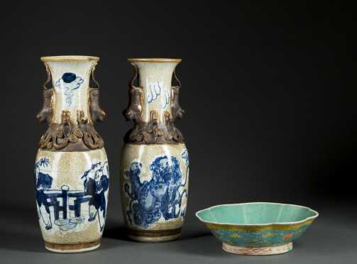 Two Chinese Vases and Bowl