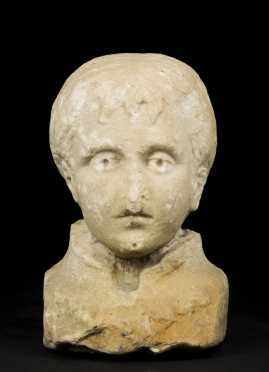 Roman Marble Head of a Young Boy