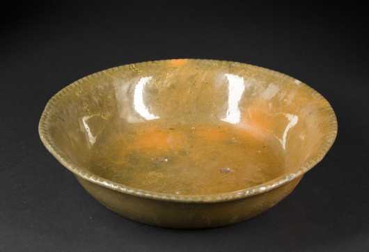 Round Decorated Redware Bowl