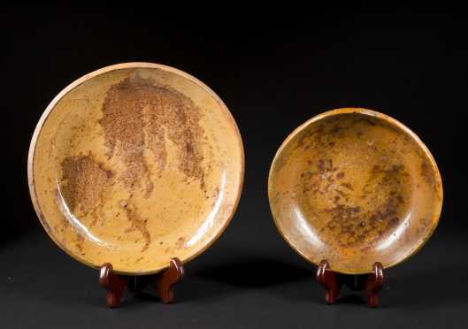 Two Decorated Redware dishes