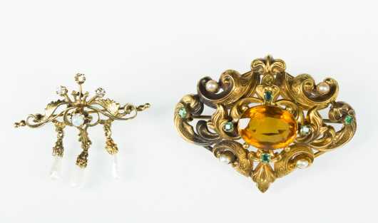 Two Yellow Gold Victorian Pins