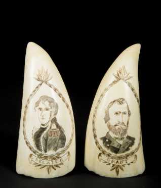 Scrimshaw Decorated Whale's Teeth