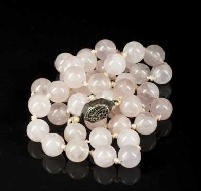 Asian Rose Quartz Bead Necklace