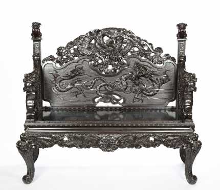 Chinese Carved Settee/Bench