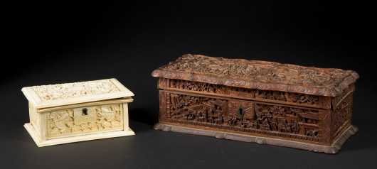 Two Chinese Export Carved Boxes