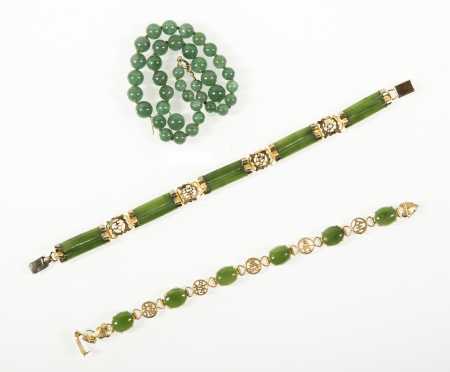 Three Pieces of Chrysoprase Jewelry