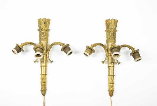 French Bronze Empire Style Wall Sconces