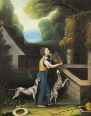 Primitive Young Boy with Dogs