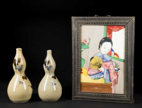 Chinese Reverse Painting and Chitzu Vases