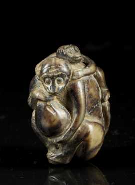 Chinese Jade Carving of Two Monkeys