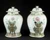 Pair of Chinese Famille Verte Covered Jars