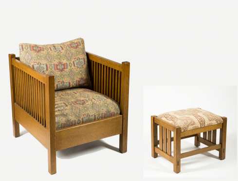 "Stickley" Armchair and Footstool