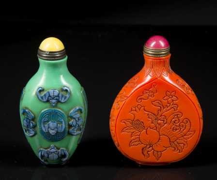 Two Carved Chinese Snuff Bottles