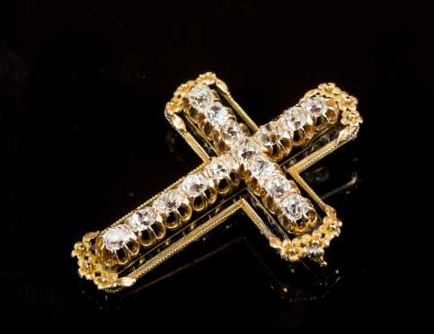 Diamond and Yellow Gold Cross