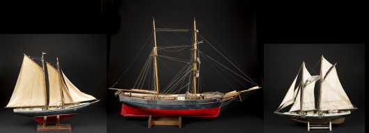 Three Old Sailing Ship Models