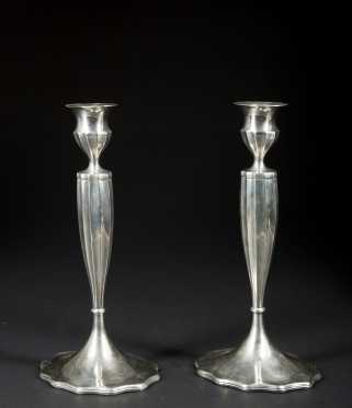 Pair of "Marcus" Sterling Silver Candlesticks
