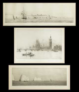 Lot of Three Sailing Etchings by Roland Langmaid UK, (1899-1956)