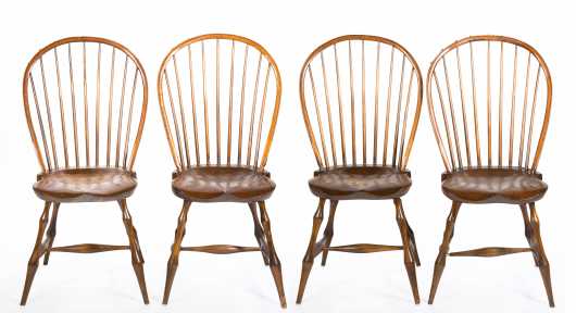 Set of 4 Custom Bowback Windsor Side Chairs