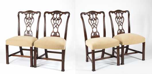 Set Of Four Chippendale Style Dining Chairs