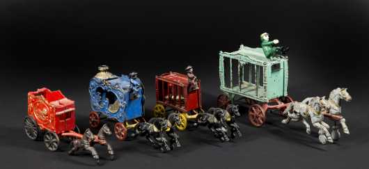 Four Cast Iron Circus Wagons