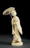 19thC Japanese Carved Ivory Lady with Parasol