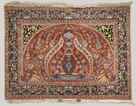 Tabriz Silk and Wool Pictoral Rug