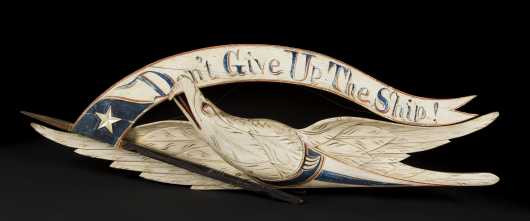 John Haley Bellamy (1836-1914) American, "Dont Give Up The Ship" Eagle Banner