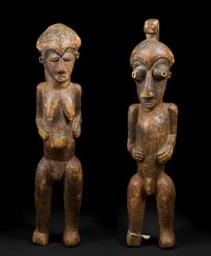 A Fine and rare pair of Kuba-Kete initiation figures