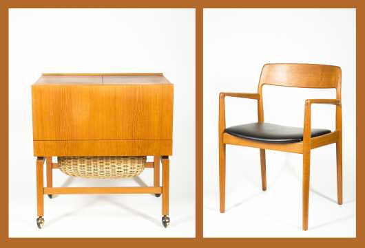 Danish Modern Armchair and Dressing Stand