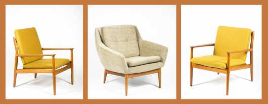Three Danish Modern Upholstered Armchairs