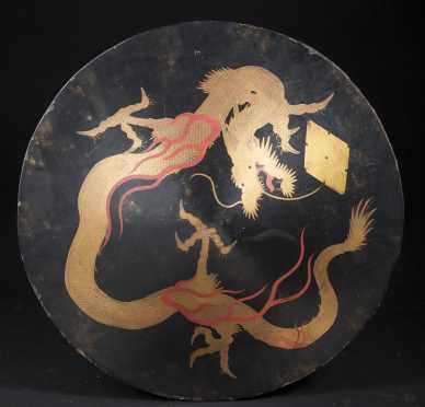 Chinese Lacquer Shield With Dragon Decoration 19/20thC