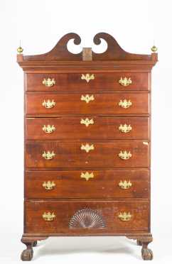 Chippendale Maple Tall Chest of Six Drawers with Modifications