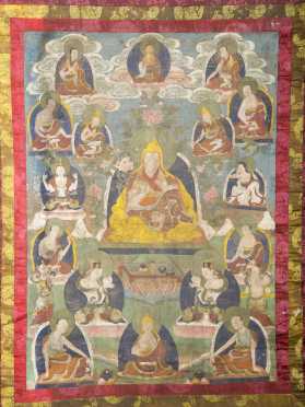 A fine Tibetan Thanka depicting an important Lama